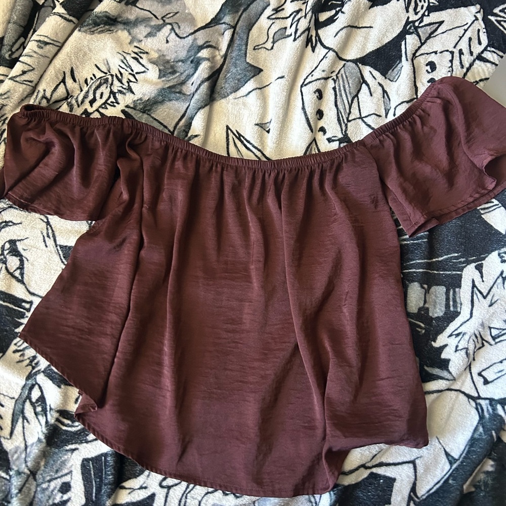 Brown American Eagle Off the Shoulder Top